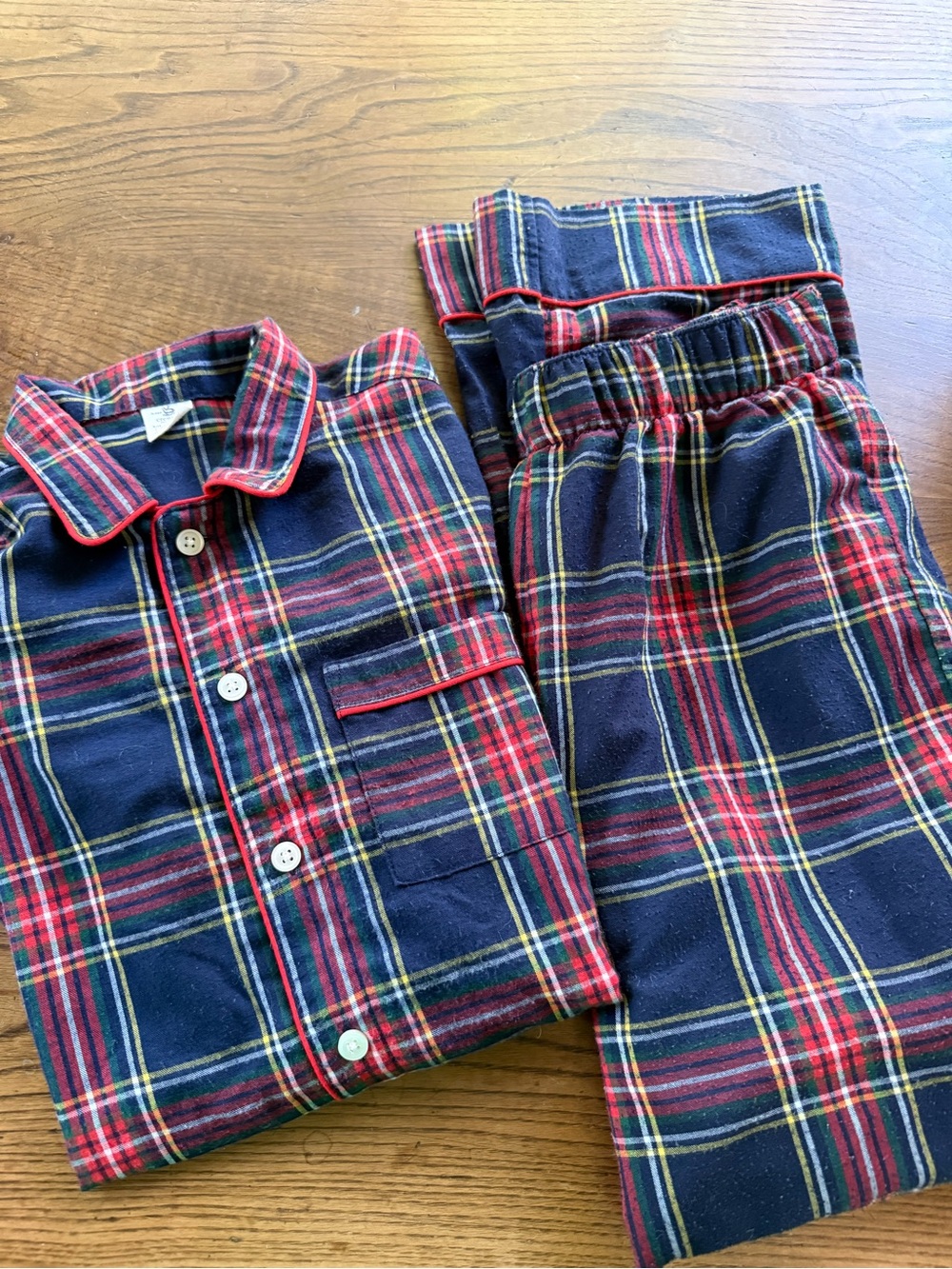 Classic Navy and Red Plaid Kids Pajama Set- J Crew, size 12-14